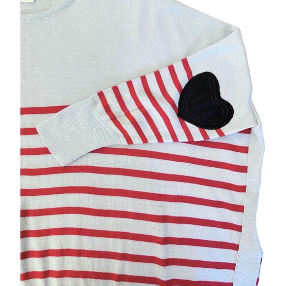 MERSEA Tide Blue /  Cherry Red Amour Sweater With Heart Patch One Size - Picture 4 of 11